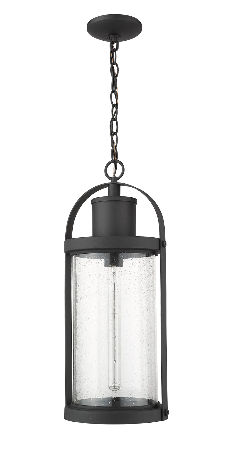 Roundhouse 1 Light 9.25" Outdoor Chain Mount Ceiling Fixture in Black