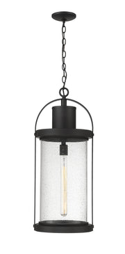 Roundhouse 1 Light 12" Outdoor Chain Mount Ceiling Fixture in Black