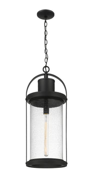 Roundhouse 1 Light 12" Outdoor Chain Mount Ceiling Fixture in Black