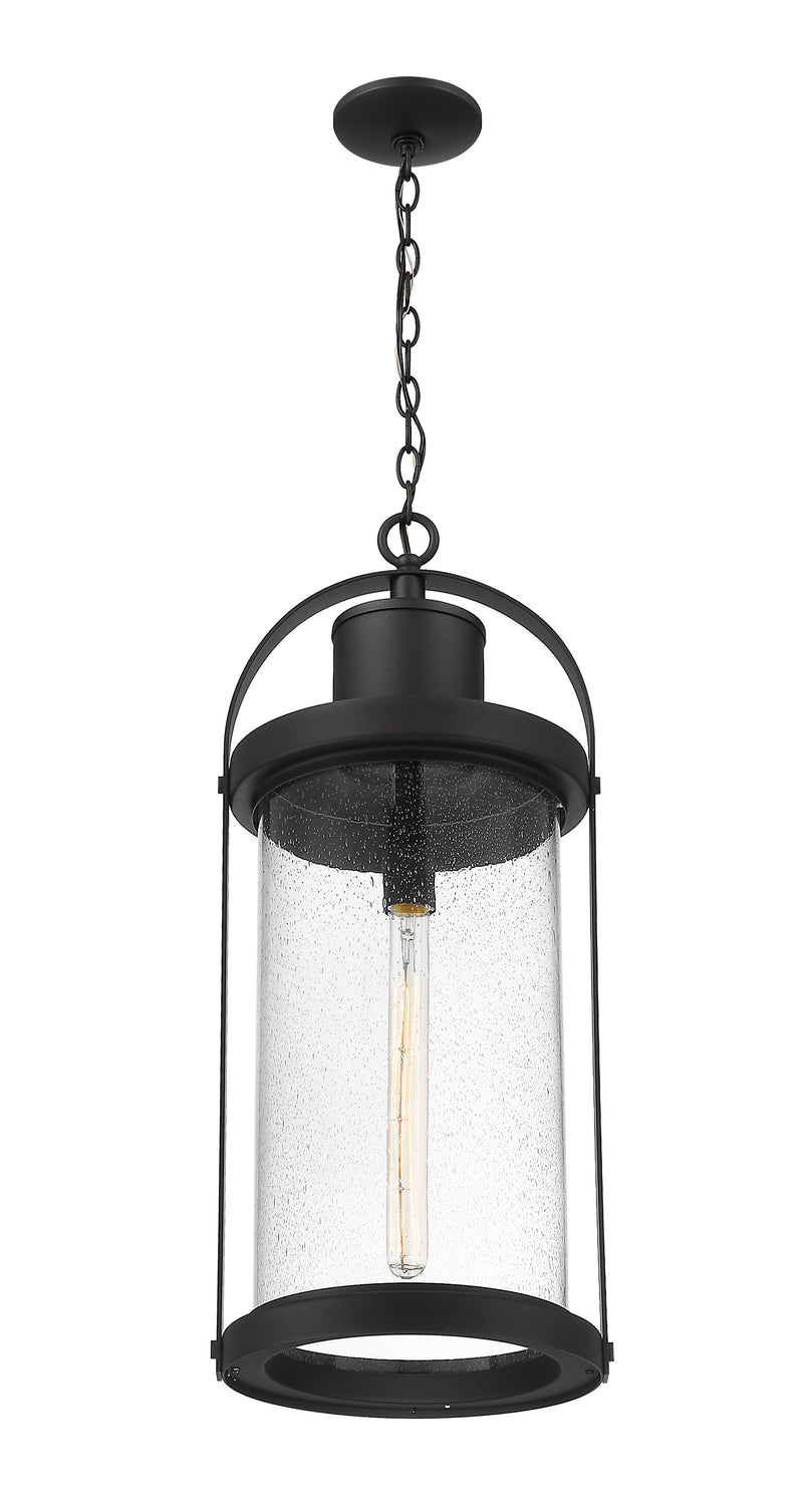 Roundhouse 1 Light 12" Outdoor Chain Mount Ceiling Fixture in Black