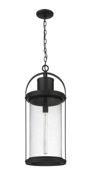Roundhouse 1 Light 12" Outdoor Chain Mount Ceiling Fixture in Black