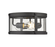 Roundhouse 3 Light 12" Outdoor Flush Mount in Black