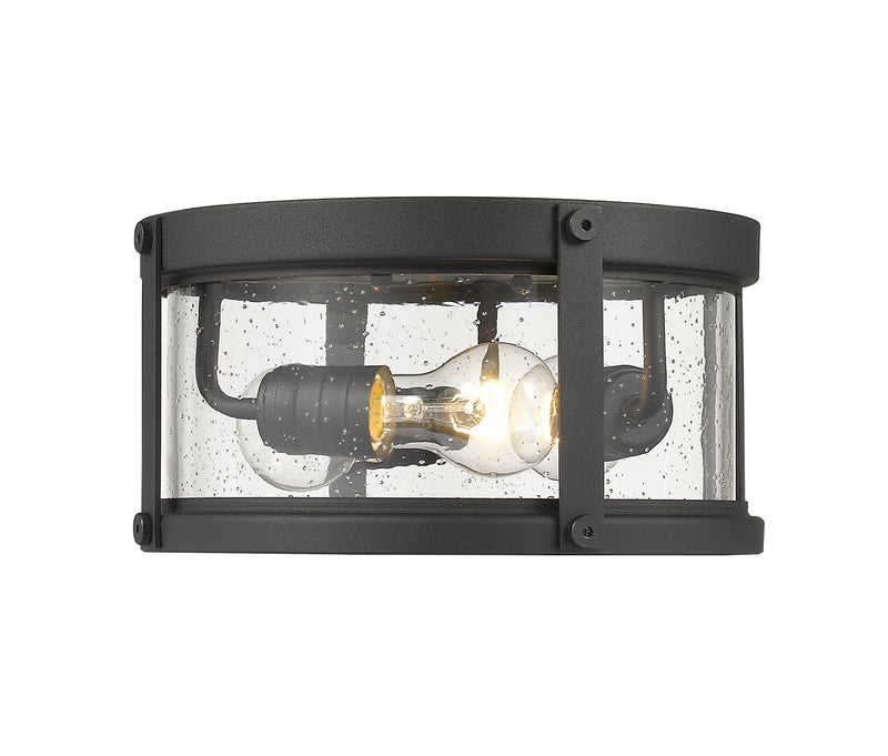 Roundhouse 3 Light 12" Outdoor Flush Mount in Black