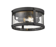 Roundhouse 3 Light 12" Outdoor Flush Mount in Black