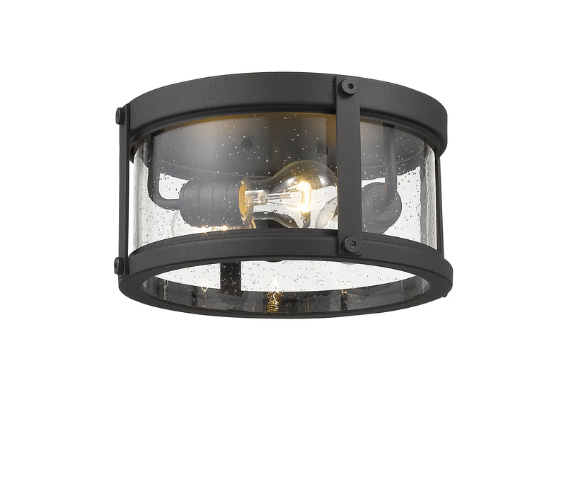 Roundhouse 3 Light 12" Outdoor Flush Mount in Black