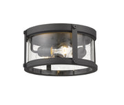 Roundhouse 3 Light 12" Outdoor Flush Mount in Black