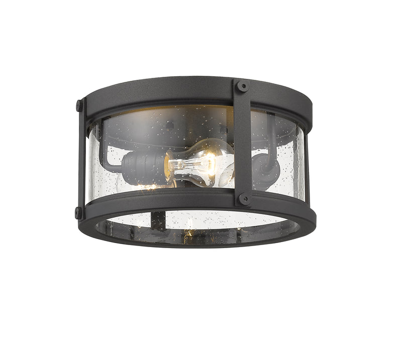 Roundhouse 3 Light 12" Outdoor Flush Mount in Black