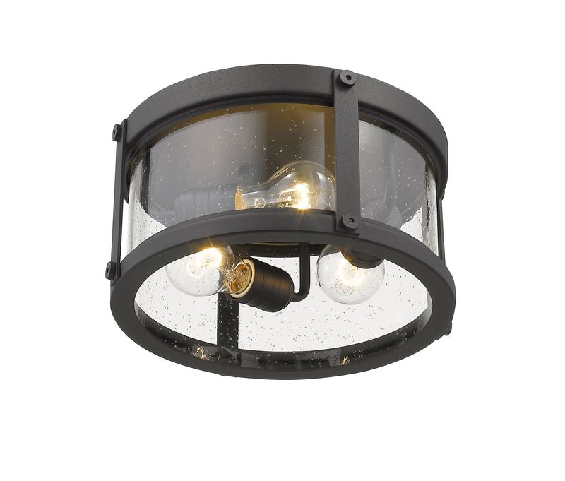 Roundhouse 3 Light 12" Outdoor Flush Mount in Black