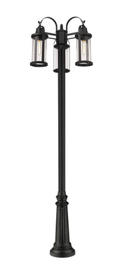 Roundhouse 3 Light 24" Outdoor Post Mounted Fixture in Black, 96" Post (511P)