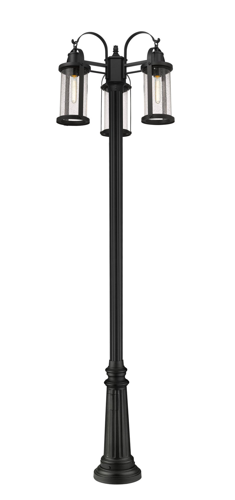 Roundhouse 3 Light 24" Outdoor Post Mounted Fixture in Black, 96" Post (511P)