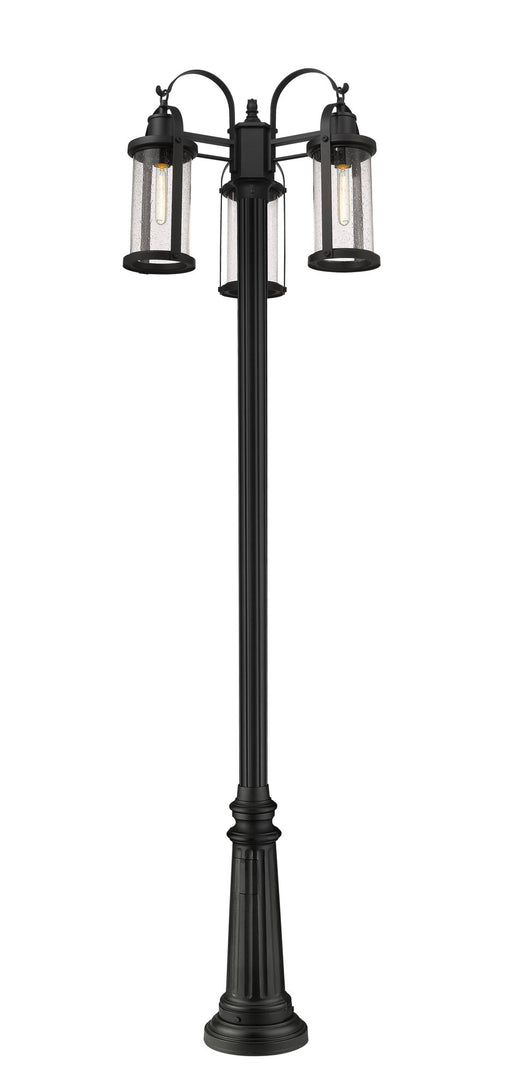 Roundhouse 3 Light 24" Outdoor Post Mounted Fixture in Black, 96" Post (511P)