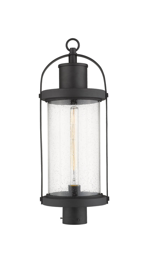 Roundhouse 1 Light 9.25" Outdoor Post Mount Fixture in Black, Post Top Only