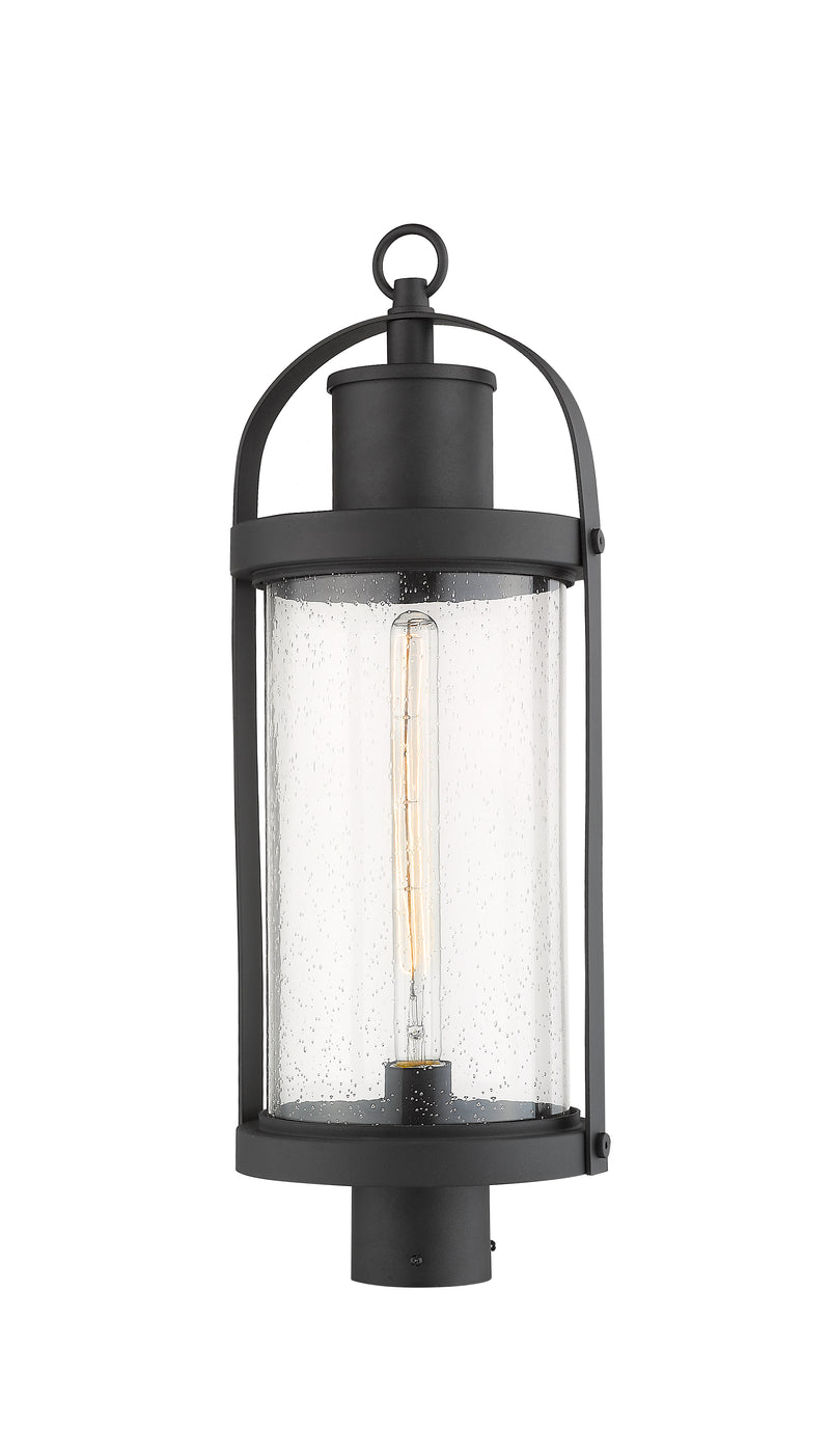 Roundhouse 1 Light 9.25" Outdoor Post Mount Fixture in Black, Post Top Only