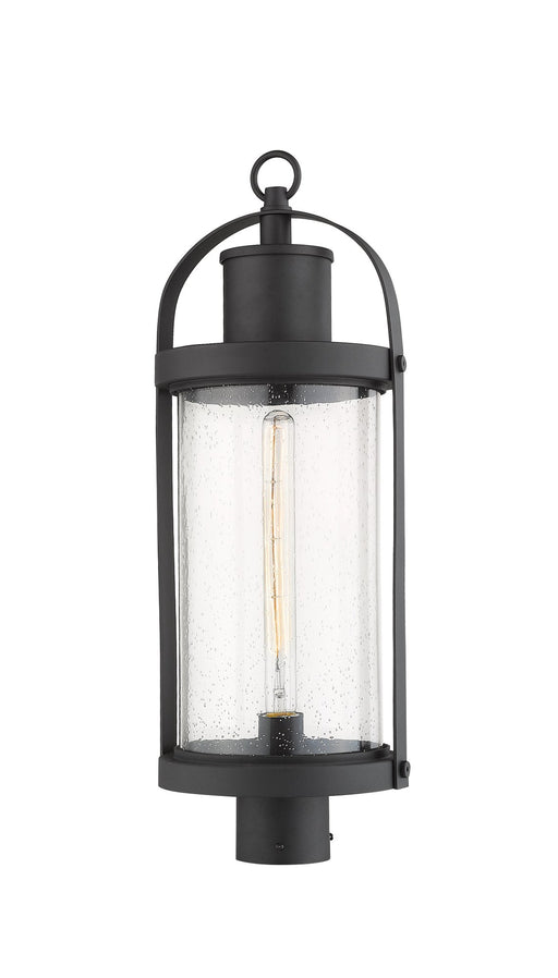Roundhouse 1 Light 9.25" Outdoor Post Mount Fixture in Black, Post Top Only