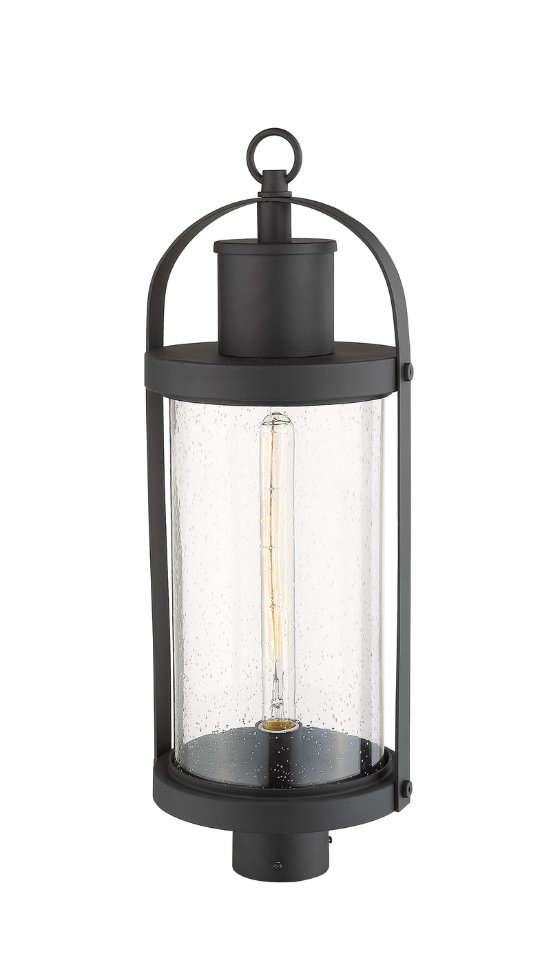 Roundhouse 1 Light 9.25" Outdoor Post Mount Fixture in Black, Post Top Only