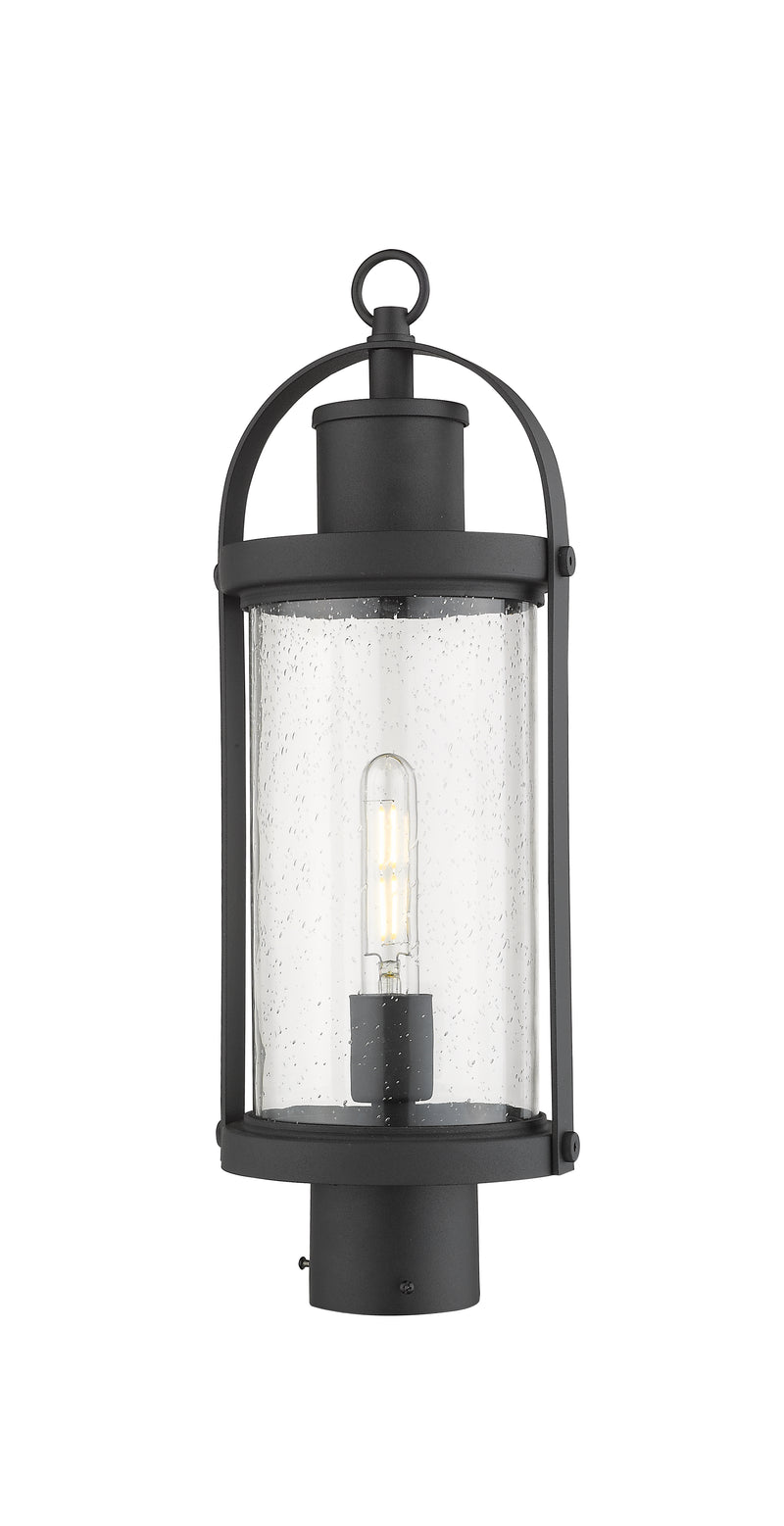 Roundhouse 1 Light 7.5" Outdoor Post Mount Fixture in Black, Post Top Only