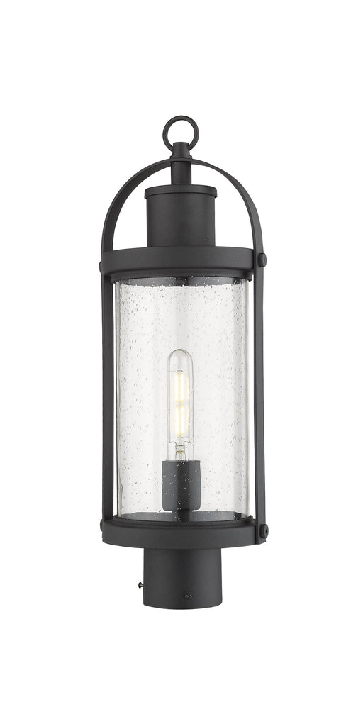 Roundhouse 1 Light 7.5" Outdoor Post Mount Fixture in Black, Post Top Only
