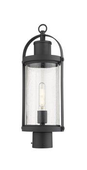 Roundhouse 1 Light 7.5" Outdoor Post Mount Fixture in Black, Post Top Only
