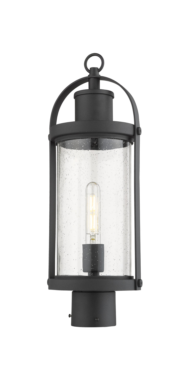 Roundhouse 1 Light 7.5" Outdoor Post Mount Fixture in Black, Post Top Only