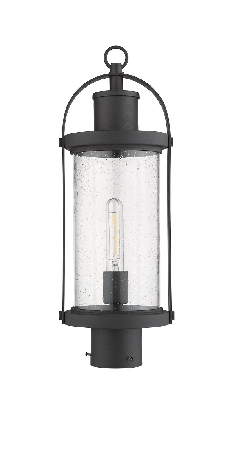 Roundhouse 1 Light 7.5" Outdoor Post Mount Fixture in Black, Post Top Only