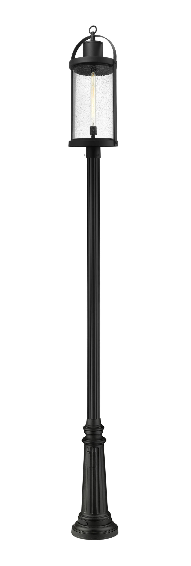 Roundhouse 1 Light 12" Outdoor Post Mount Fixture in Black, 96" Post (511P)