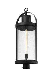 Roundhouse 1 Light 12" Outdoor Post Mount Fixture in Black, Post Top Only