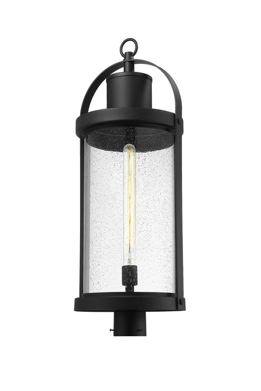 Roundhouse 1 Light 12" Outdoor Post Mount Fixture in Black, Post Top Only