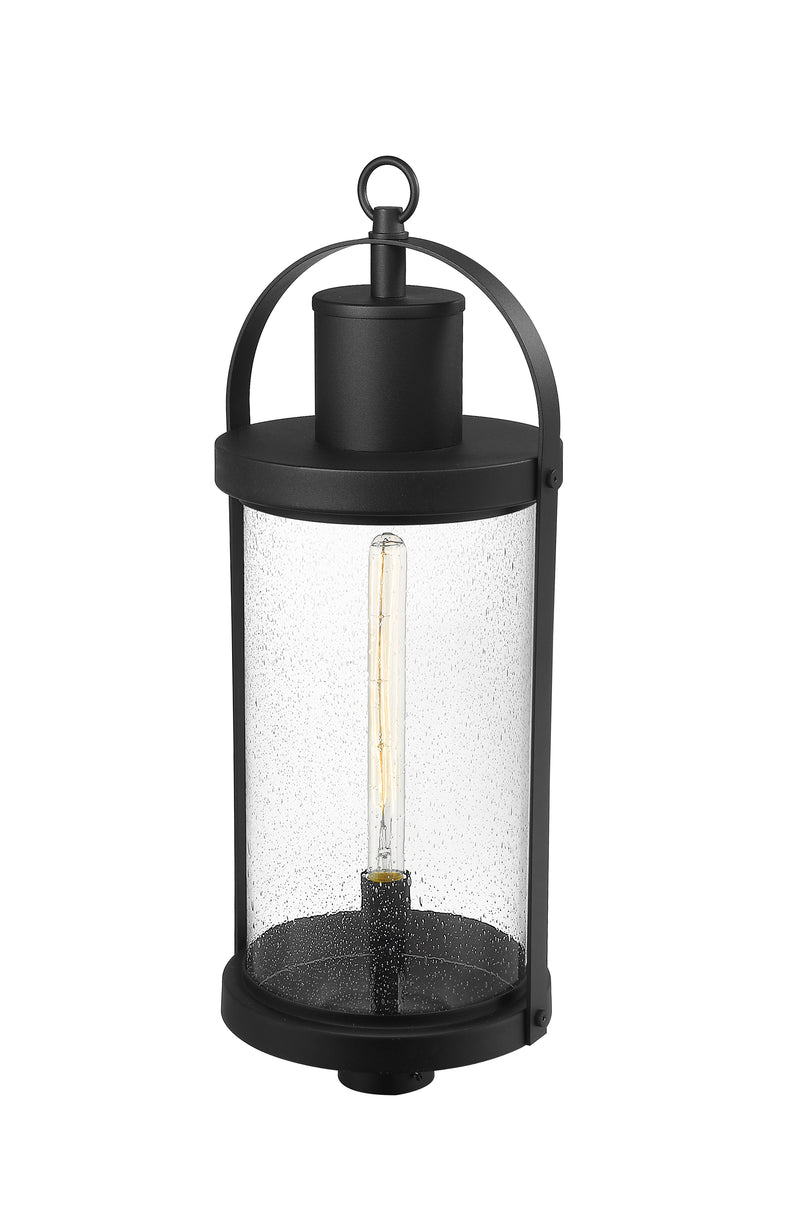 Roundhouse 1 Light 12" Outdoor Post Mount Fixture in Black, Post Top Only