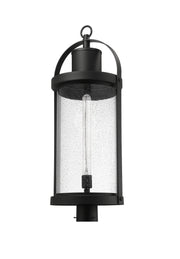 Roundhouse 1 Light 12" Outdoor Post Mount Fixture in Black, Post Top Only