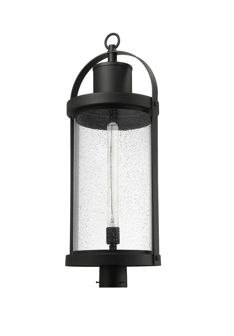 Roundhouse 1 Light 12" Outdoor Post Mount Fixture in Black, Post Top Only