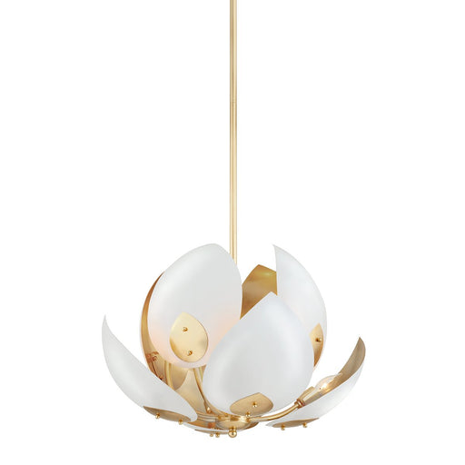 Lotus 8-Light Chandelier in Gold Leaf / White