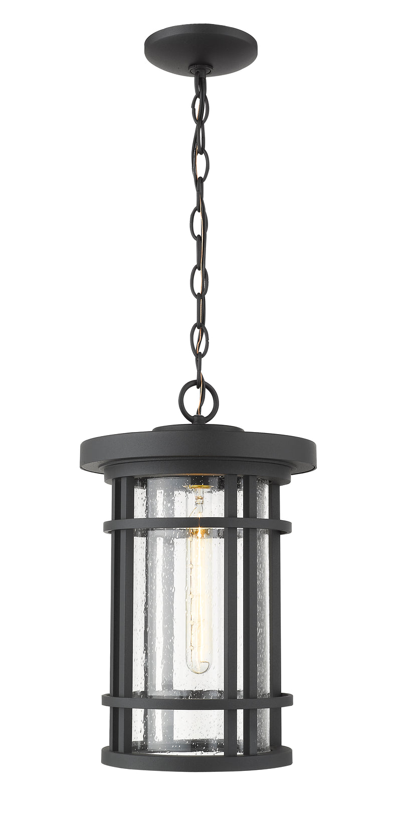 Jordan 1 Light 10" Outdoor Chain Mount Ceiling Fixture in Black