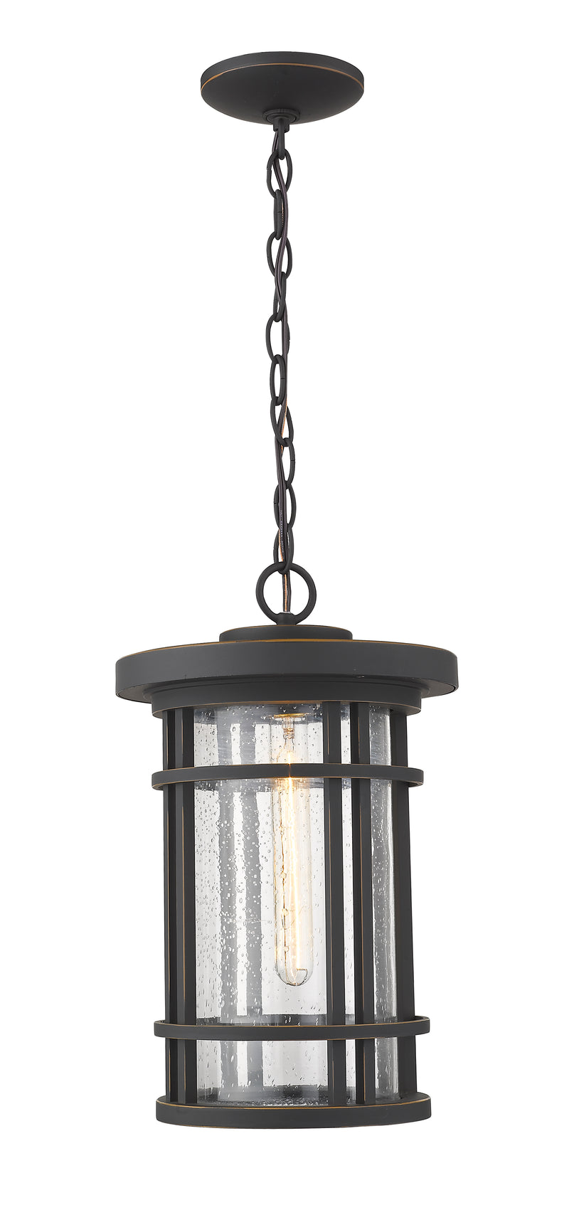 Jordan 1 Light 10" Outdoor Chain Mount Ceiling Fixture in Oil Rubbed Bronze