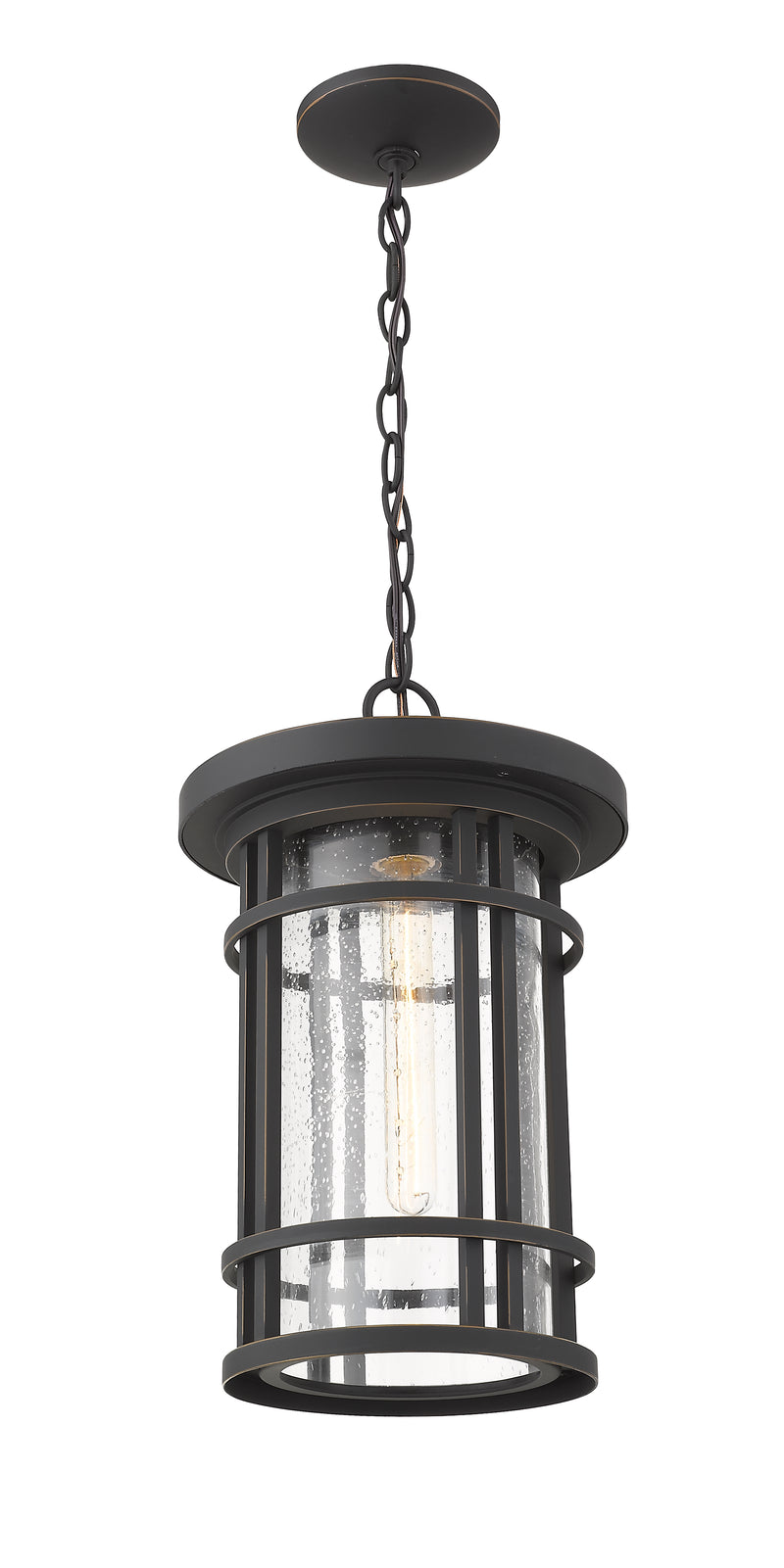 Jordan 1 Light 10" Outdoor Chain Mount Ceiling Fixture in Oil Rubbed Bronze