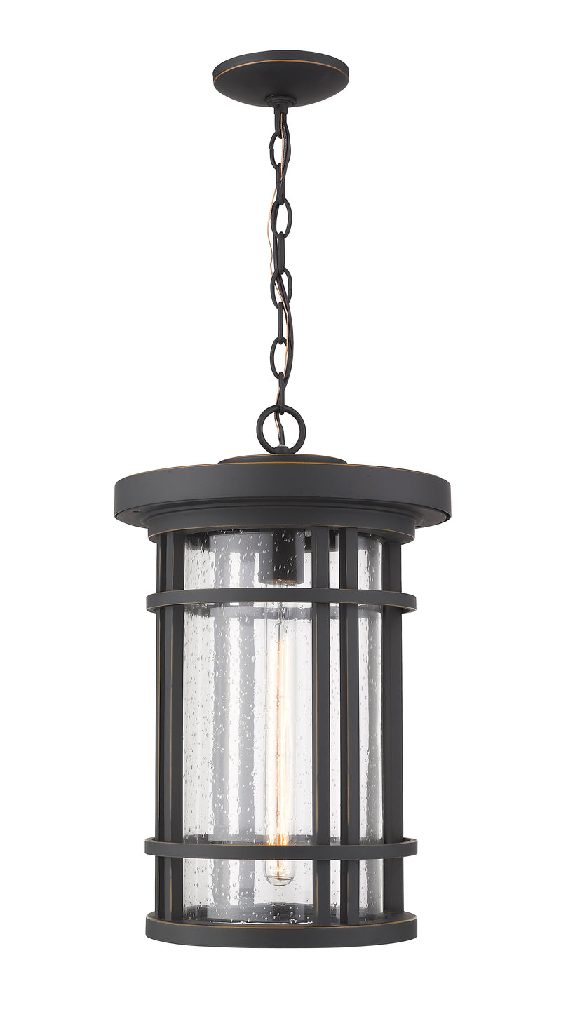Jordan 1 Light 12" Outdoor Chain Mount Ceiling Fixture in Oil Rubbed Bronze