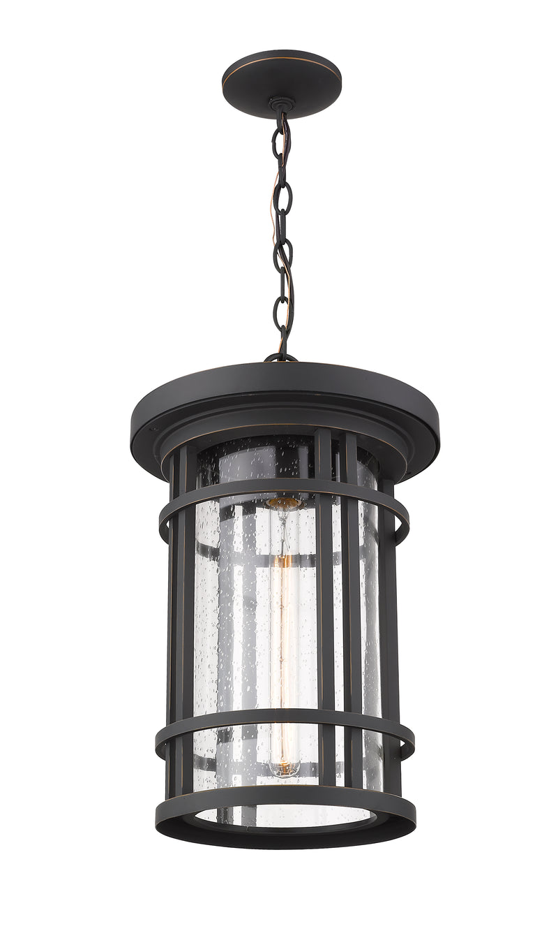 Jordan 1 Light 12" Outdoor Chain Mount Ceiling Fixture in Oil Rubbed Bronze