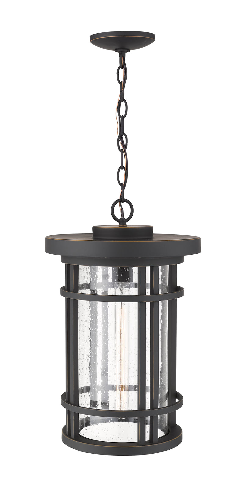 Jordan 1 Light 12" Outdoor Chain Mount Ceiling Fixture in Oil Rubbed Bronze