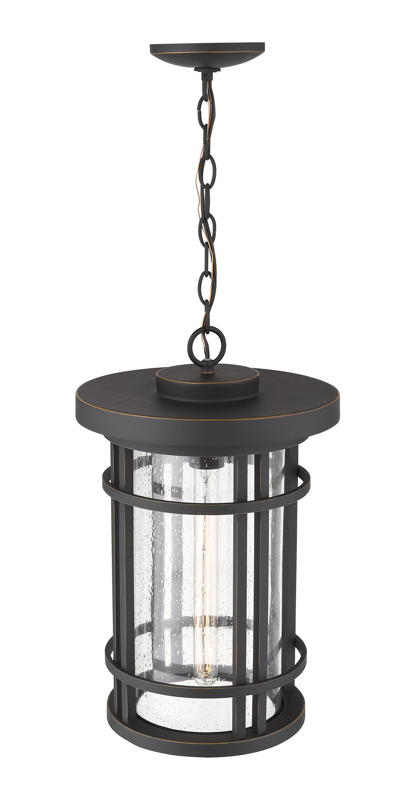 Jordan 1 Light 12" Outdoor Chain Mount Ceiling Fixture in Oil Rubbed Bronze