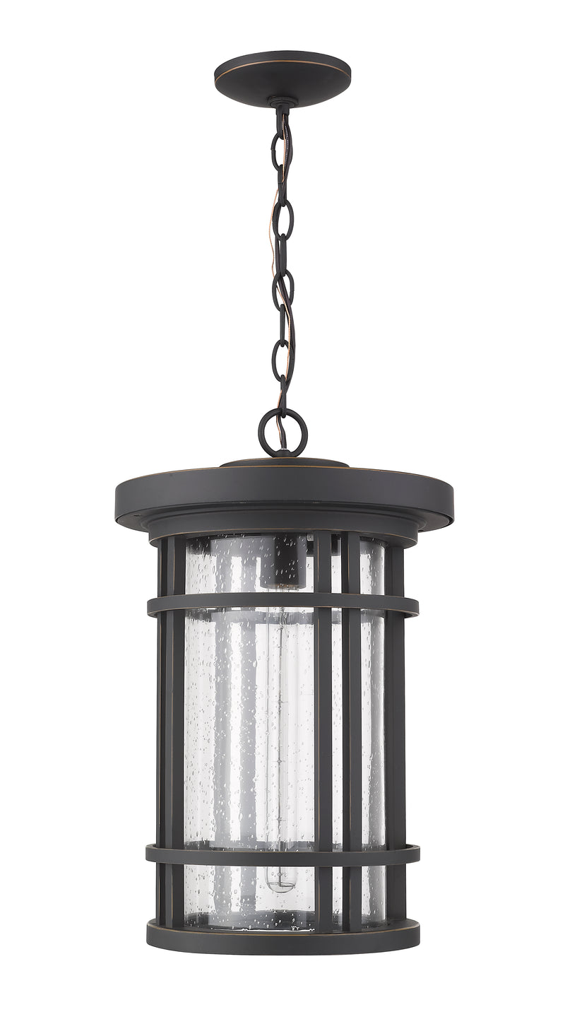 Jordan 1 Light 12" Outdoor Chain Mount Ceiling Fixture in Oil Rubbed Bronze