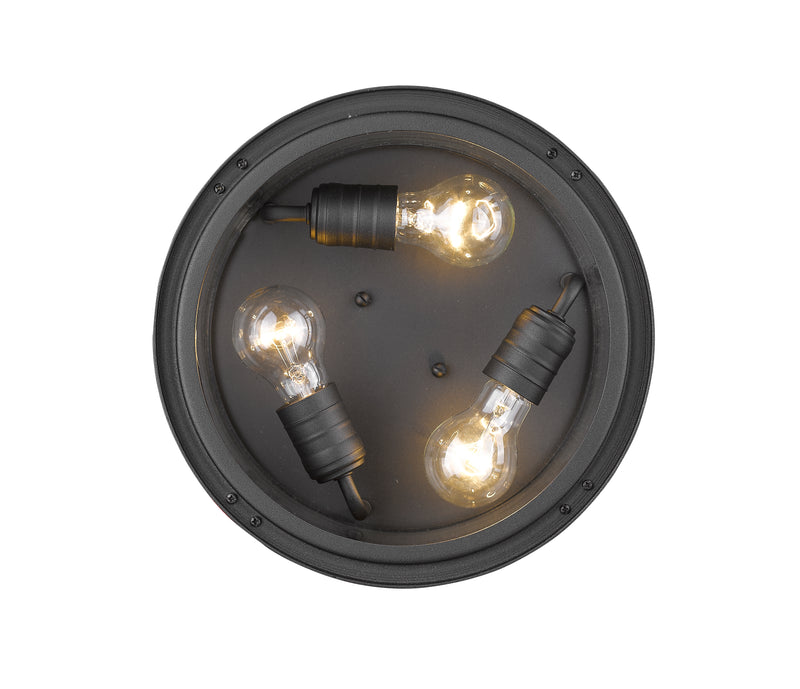 Jordan 3 Light 12" Outdoor Flush Mount in Black