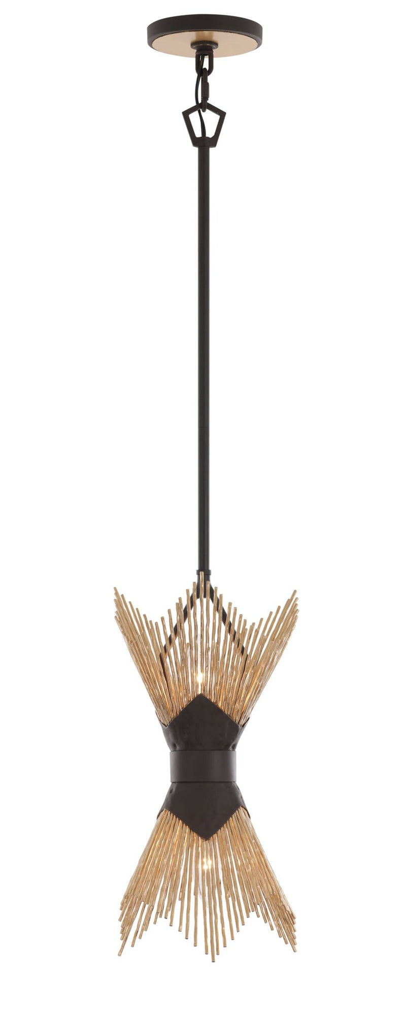 Aristocrat 2-Light 8" Mini Pendant in Dark Bronze / French Gold