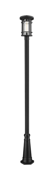 Jordan 1 Light 10" Outdoor Post Mount Fixture in Black, 96" Cast Post, 10" Base