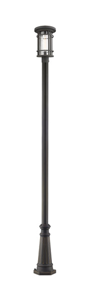 Jordan 1 Light 10" Outdoor Post Mount Fixture in Oil Rubbed Bronze, 96" Cast Post, 10" Base