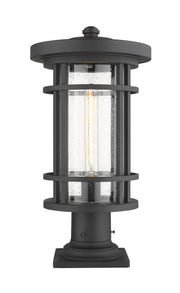 Jordan 1 Light 10" Outdoor Post Mount Fixture in Black, Pier Mount, 6" Base