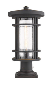 Jordan 1 Light 10" Outdoor Post Mount Fixture in Oil Rubbed Bronze, Pier Mount, 6" Base