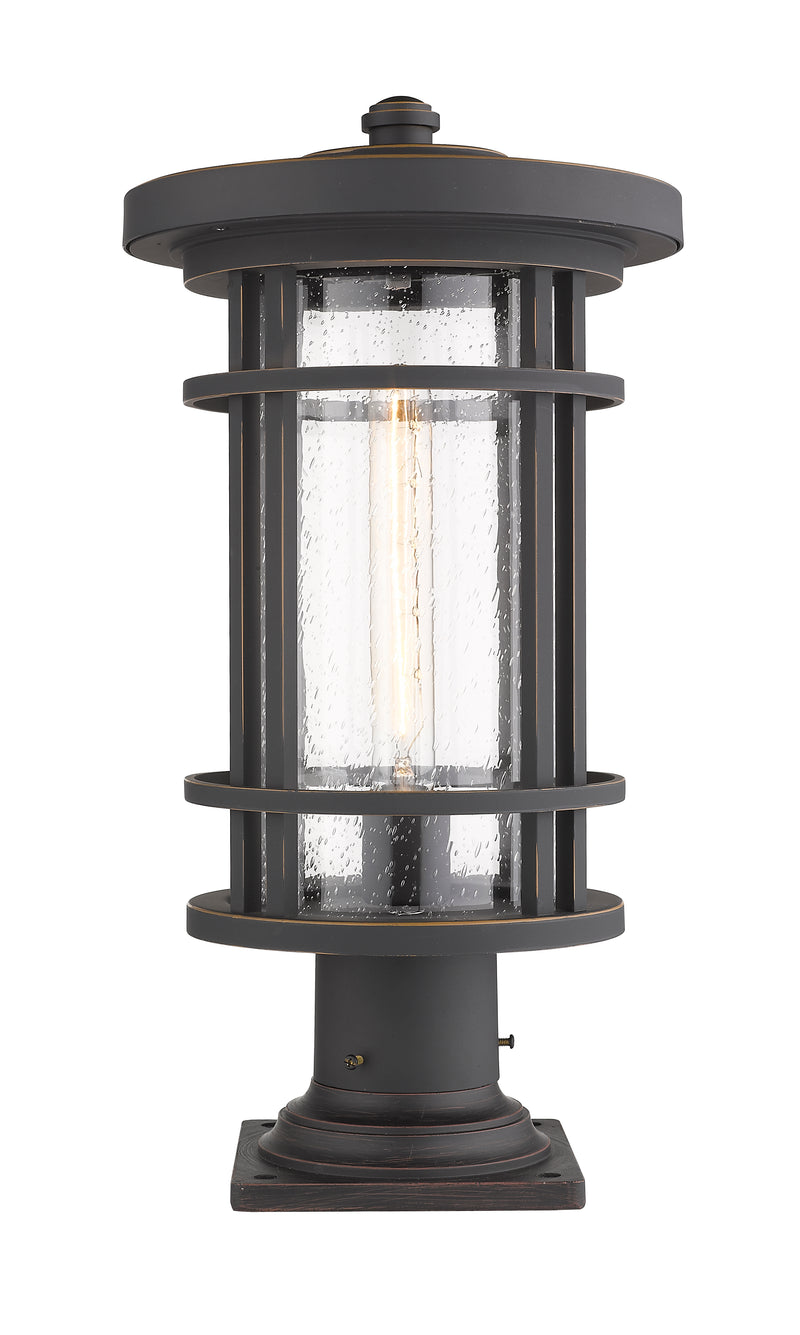 Jordan 1 Light 10" Outdoor Post Mount Fixture in Oil Rubbed Bronze, Pier Mount, 6" Base