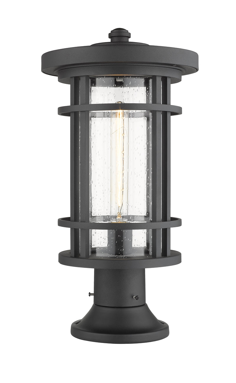 Jordan 1 Light 10" Outdoor Post Mount Fixture in Black, Pier Mount, 6.25" Base