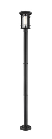 Jordan 1 Light 10" Outdoor Post Mount Fixture in Black, 76" Cast Post, 9" Base