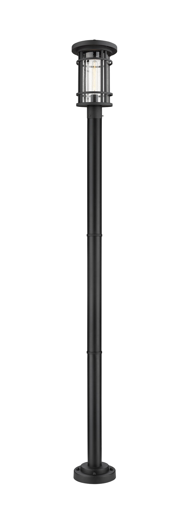 Jordan 1 Light 10" Outdoor Post Mount Fixture in Black, 76" Cast Post, 9" Base