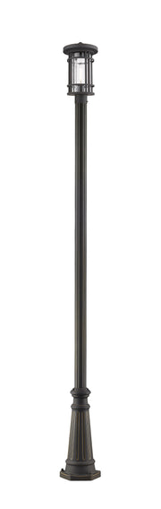 Jordan 1 Light 8" Outdoor Post Mount Fixture in Oil Rubbed Bronze, 96" Cast Post, 10" Base
